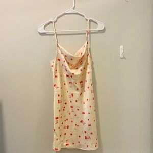 ASOS Miss Selfridge Cherry Print Cowl Mini Dress Size: 2